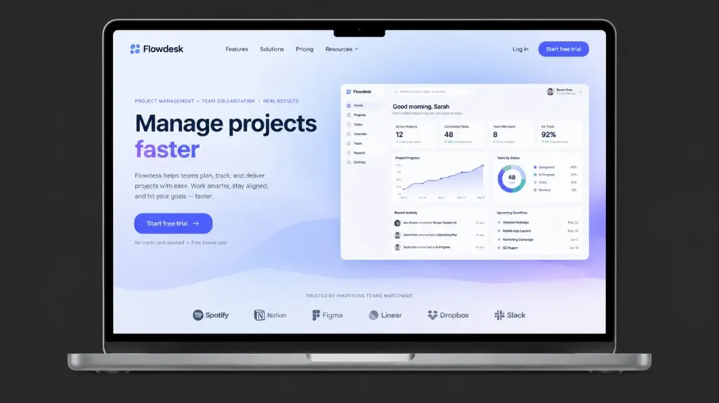 Интерфейс проекта Flowdesk