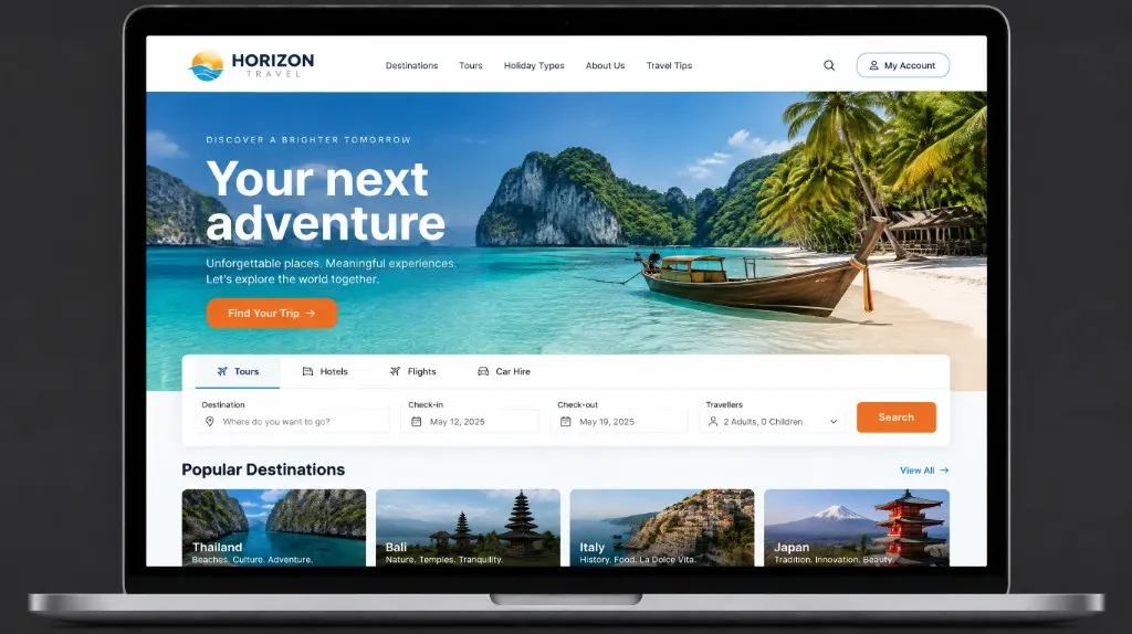 Интерфейс проекта Horizon Travel